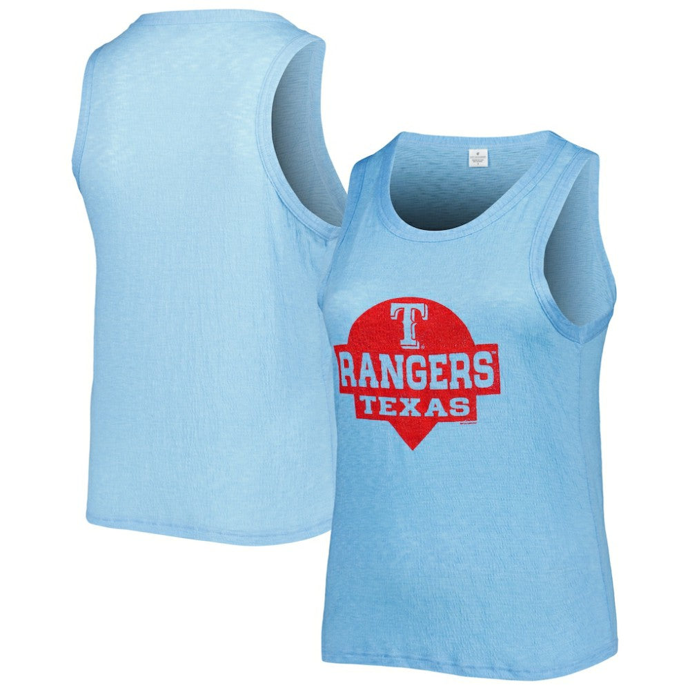 Texas Rangers Soft as a Grape Women's Plus Size High Neck Tri-Blend Tank Top - Royal - MLB Lifestyle