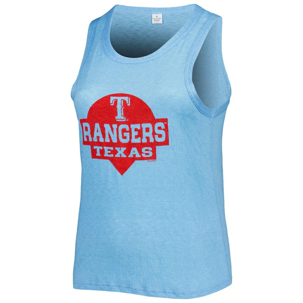 Texas Rangers Soft as a Grape Women's Plus Size High Neck Tri-Blend Tank Top - Royal - MLB Lifestyle