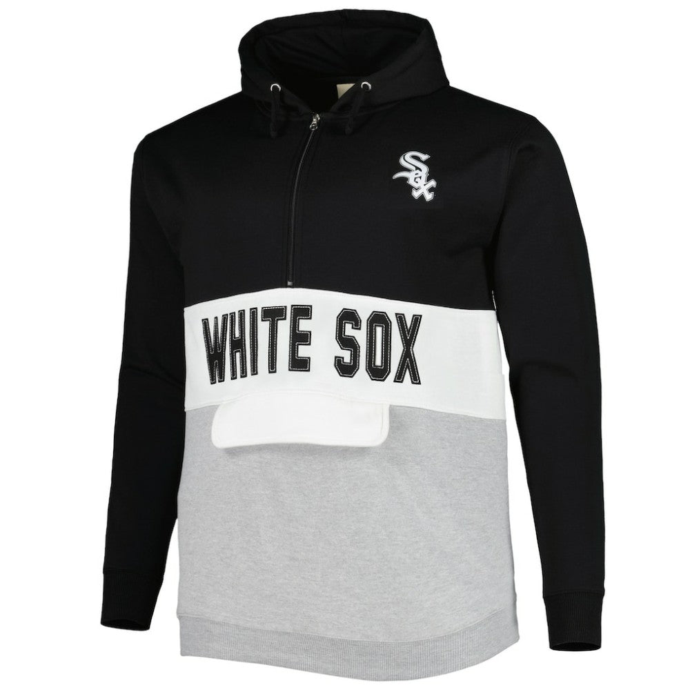 Chicago White Sox Big & Tall Fleece Half-Zip Hoodie - Black/White - MLB Sale
