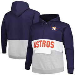 Houston Astros Big & Tall Fleece Half-Zip Hoodie - Navy/White - MLB Lifestyle