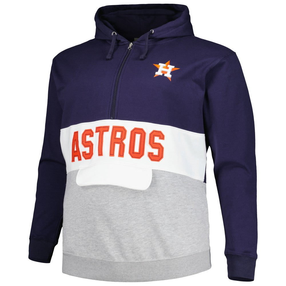 Houston Astros Big & Tall Fleece Half-Zip Hoodie - Navy/White - MLB Lifestyle