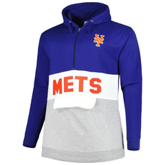 New York Mets Big & Tall Fleece Half-Zip Hoodie - Royal/White - MLB Online