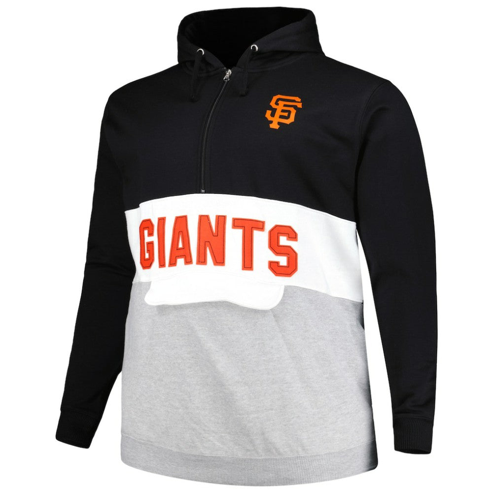 San Francisco Giants Big & Tall Fleece Half-Zip Hoodie - Black/White - MLB Lifestyle