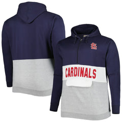 St. Louis Cardinals Big & Tall Fleece Half-Zip Hoodie - Navy/White - MLB Lifestyle