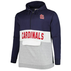 St. Louis Cardinals Big & Tall Fleece Half-Zip Hoodie - Navy/White - MLB Lifestyle