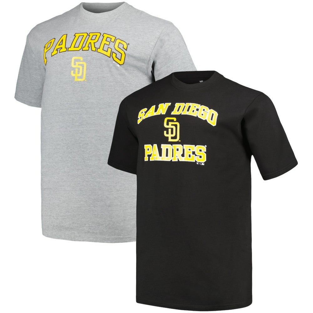 San Diego Padres Profile Big & Tall T-Shirt Combo Pack - Black/Heather Gray - MLB Discount