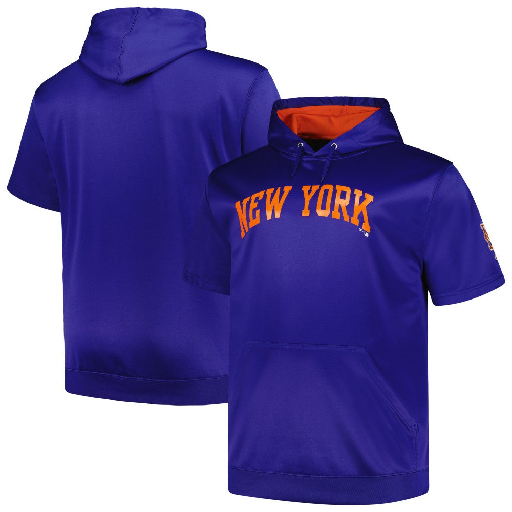 New York Mets Profile Big & Tall Contrast Short Sleeve Pullover Hoodie - Royal - MLB Sale