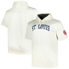 St. Louis Cardinals Profile Big & Tall Contrast Short Sleeve Pullover Hoodie - Oatmeal - MLB Sale