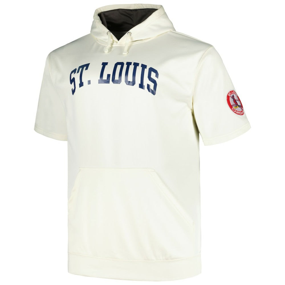 St. Louis Cardinals Profile Big & Tall Contrast Short Sleeve Pullover Hoodie - Oatmeal - MLB Sale