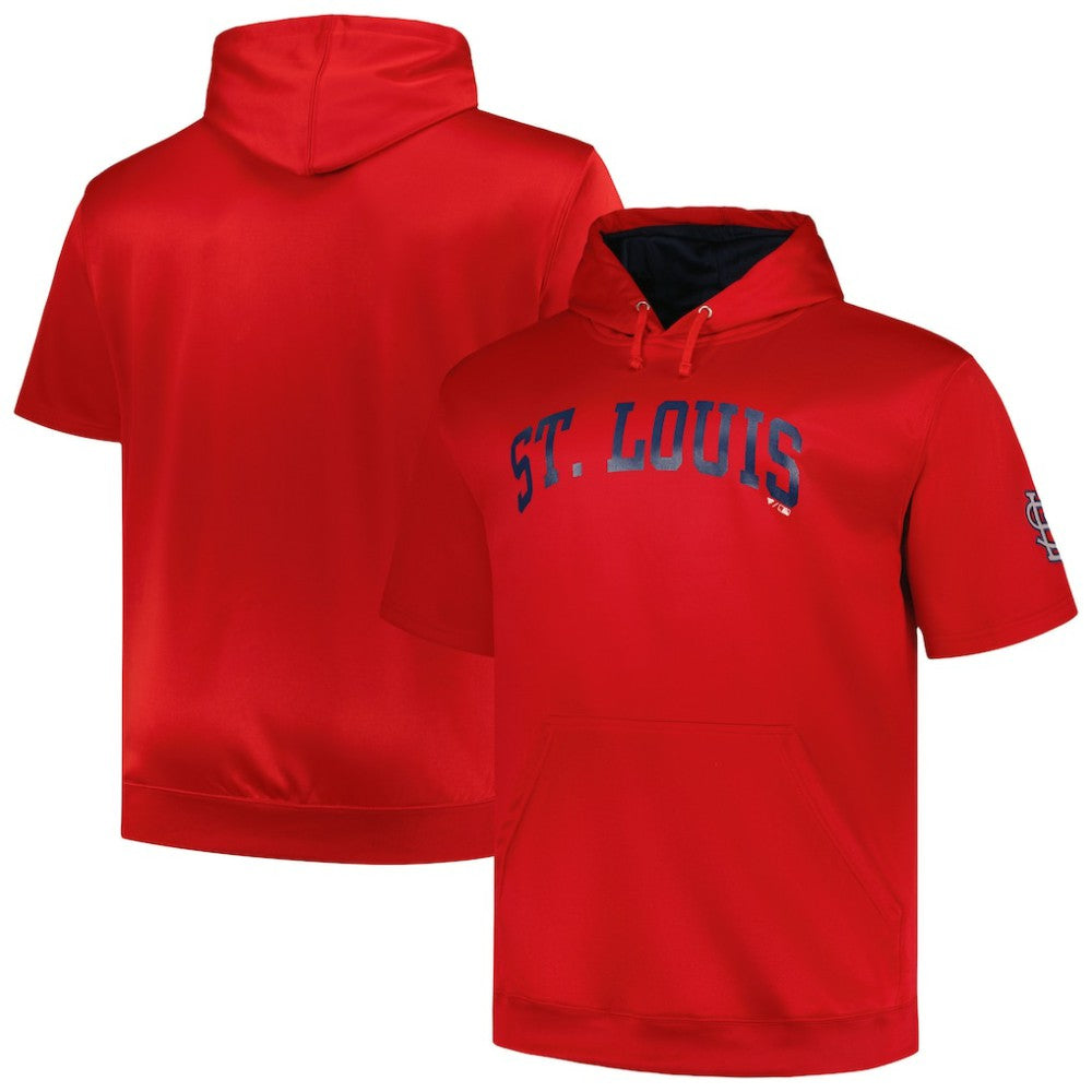 St. Louis Cardinals Profile Big & Tall Contrast Short Sleeve Pullover Hoodie - Red - MLB Online