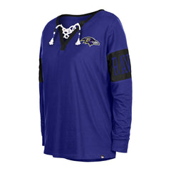 Baltimore Ravens New Era Women's Lace-Up Notch Neck Long Sleeve T-Shirt Black