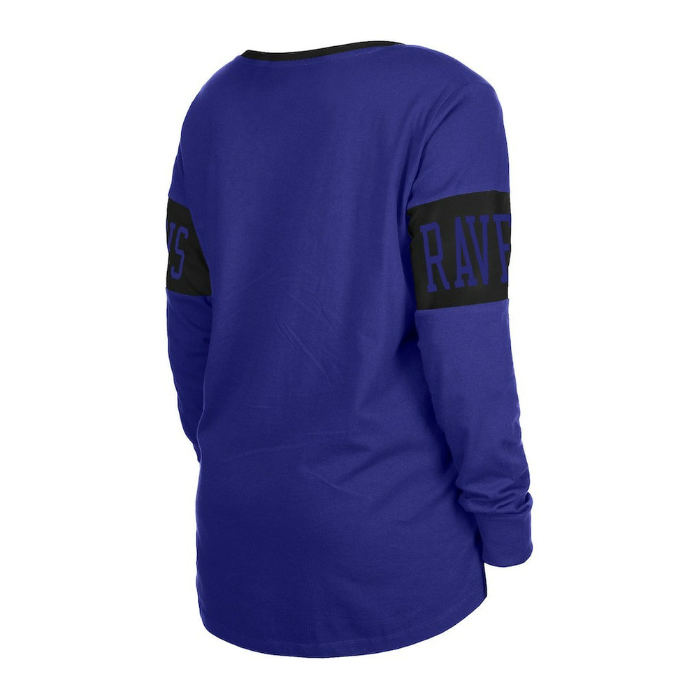Baltimore Ravens New Era Women's Lace-Up Notch Neck Long Sleeve T-Shirt Black