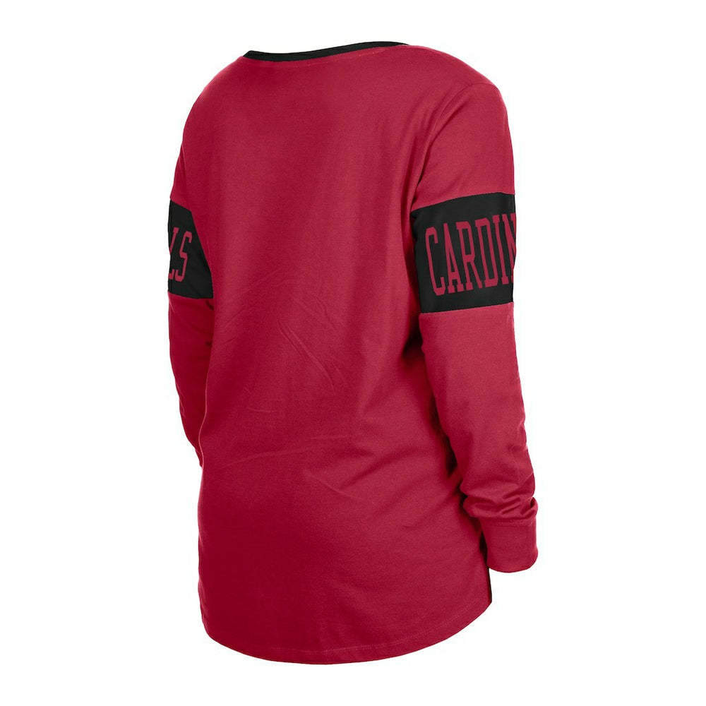 Arizona Cardinals New Era Women's Lace-Up Notch Neck Long Sleeve T-Shirt Cardinal