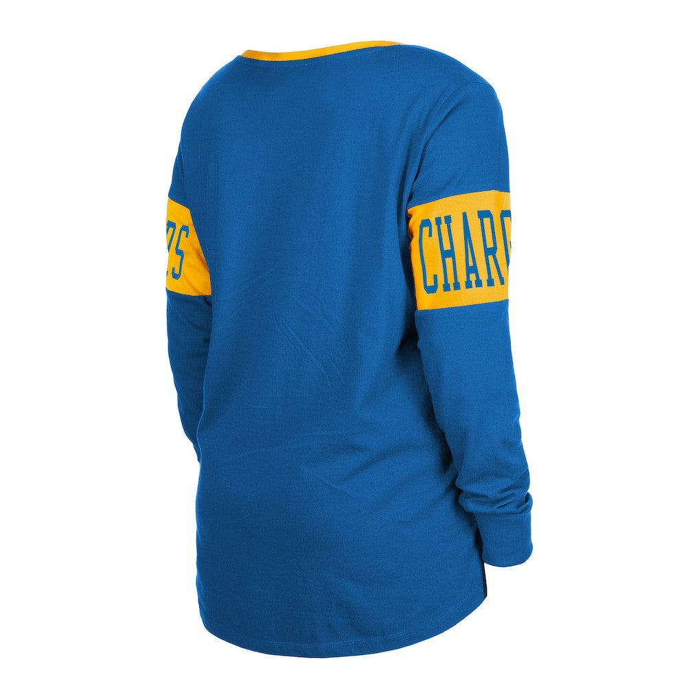 Los Angeles Chargers New Era Women's Lace-Up Notch Neck Long Sleeve T-Shirt Royal