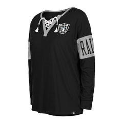 Las Vegas Raiders New Era Women's Lace-Up Notch Neck Long Sleeve T-Shirt Black