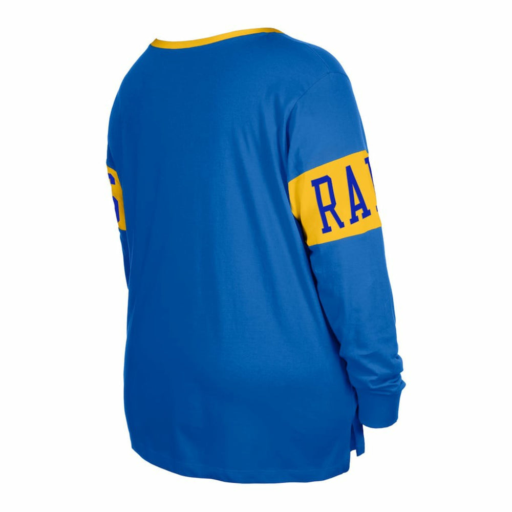 Los Angeles Rams New Era Women's Plus Size Lace-Up Notch Neck Long Sleeve T-Shirt Royal