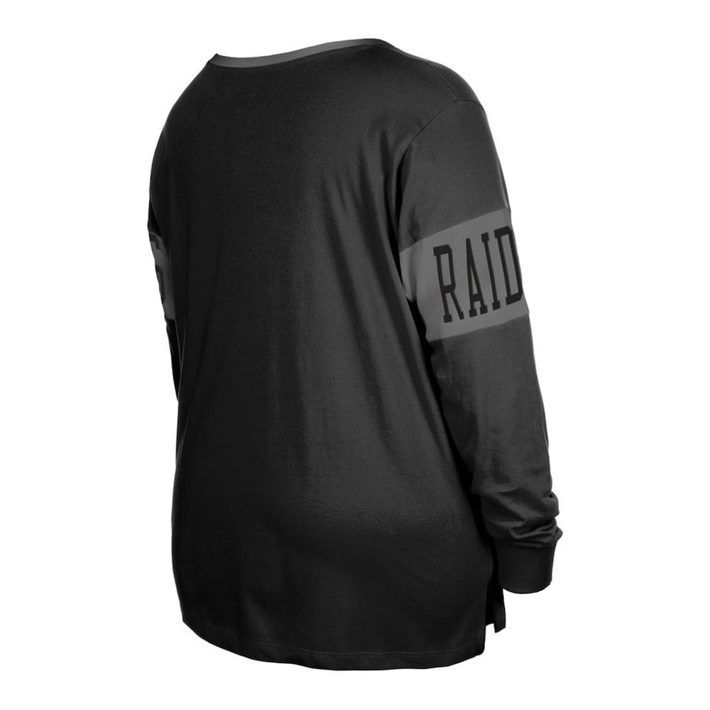 Las Vegas Raiders New Era Women's Plus Size Lace-Up Notch Neck Long Sleeve T-Shirt Black