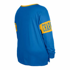 Los Angeles Chargers New Era Women's Plus Size Lace-Up Notch Neck Long Sleeve T-Shirt Powder Blue