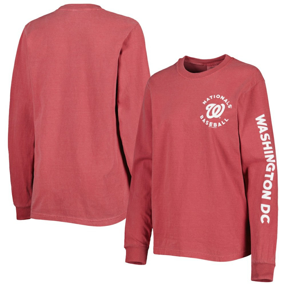 Washington Nationals Soft as a Grape Women's Team Pigment Dye Long Sleeve T-Shirt - Red - MLB Online