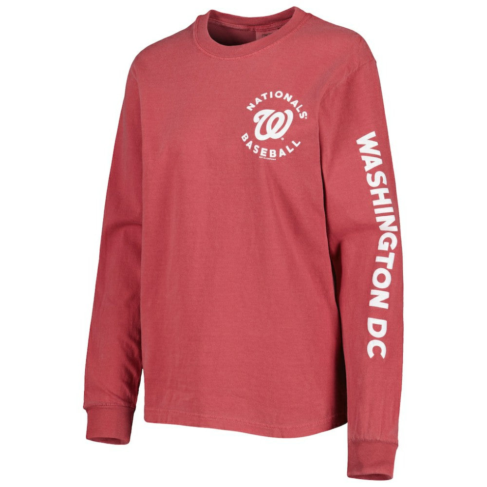 Washington Nationals Soft as a Grape Women's Team Pigment Dye Long Sleeve T-Shirt - Red - MLB Online