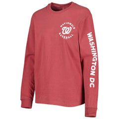 Washington Nationals Soft as a Grape Women's Team Pigment Dye Long Sleeve T-Shirt - Red - MLB Online