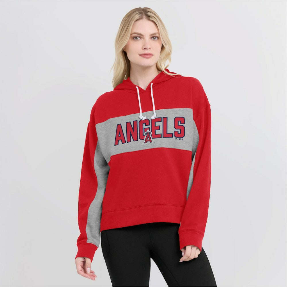 Los Angeles Angels Fanatics Women's Filled Stat Sheet Pullover Hoodie - Red - Fanatics Sale