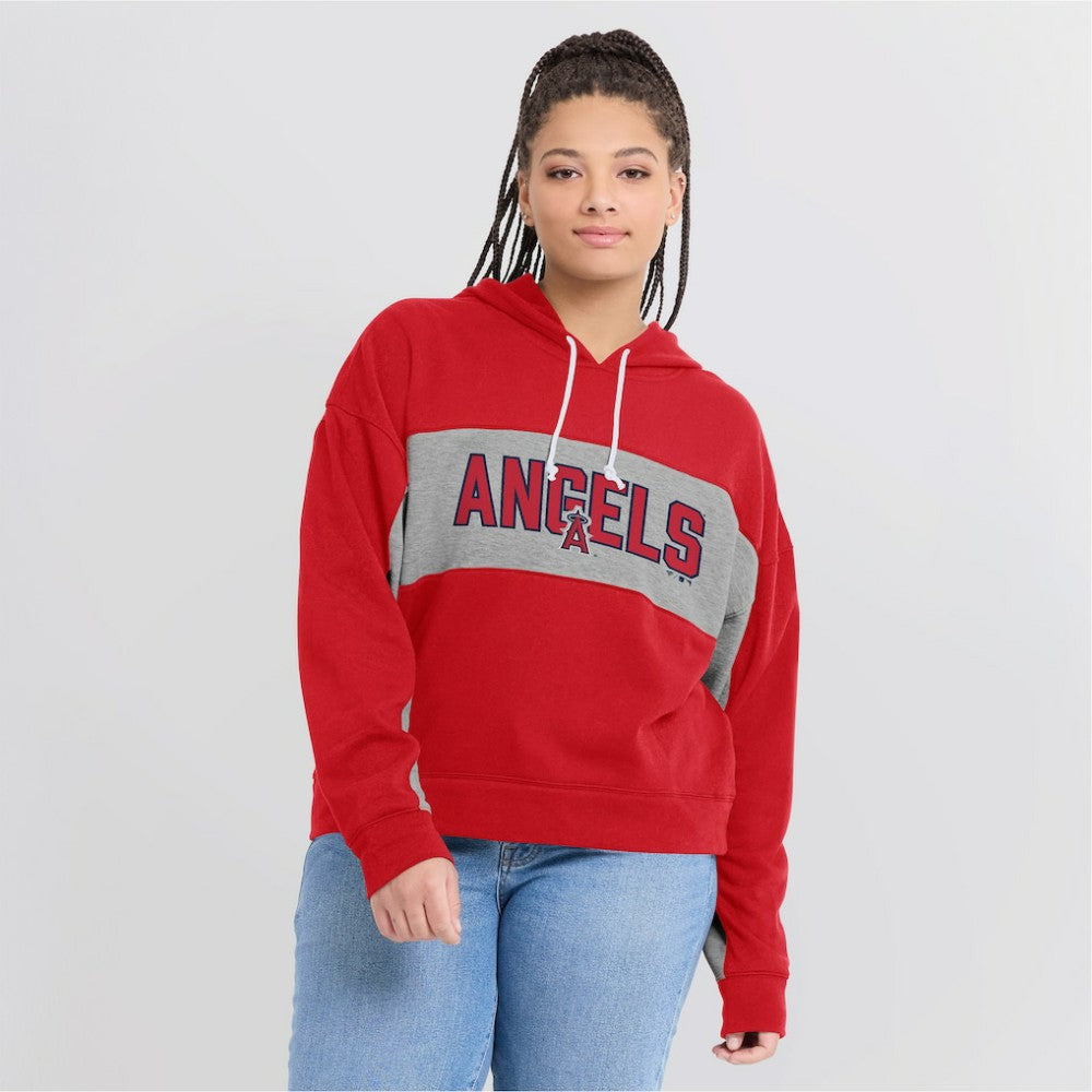 Los Angeles Angels Fanatics Women's Filled Stat Sheet Pullover Hoodie - Red - Fanatics Sale