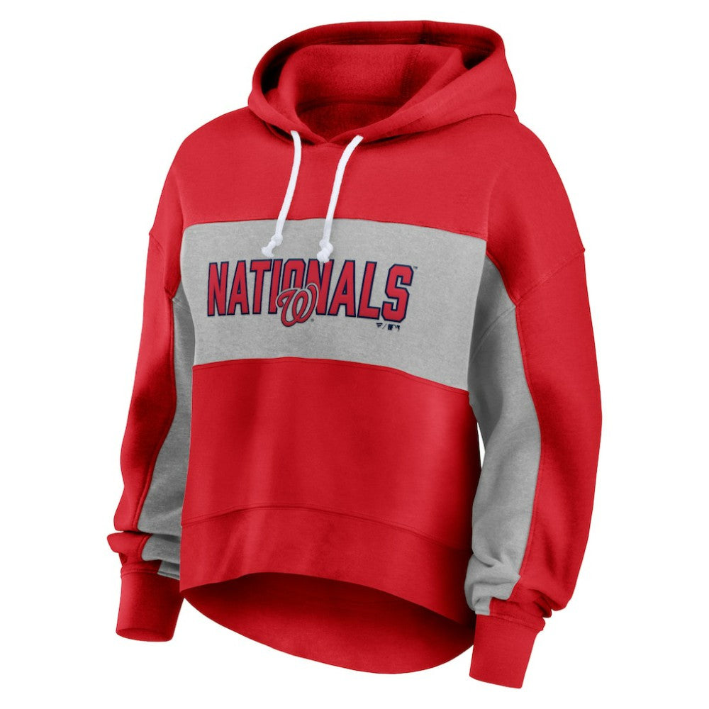 Washington Nationals Fanatics Women's Filled Stat Sheet Pullover Hoodie - Red - Fanatics on Sale