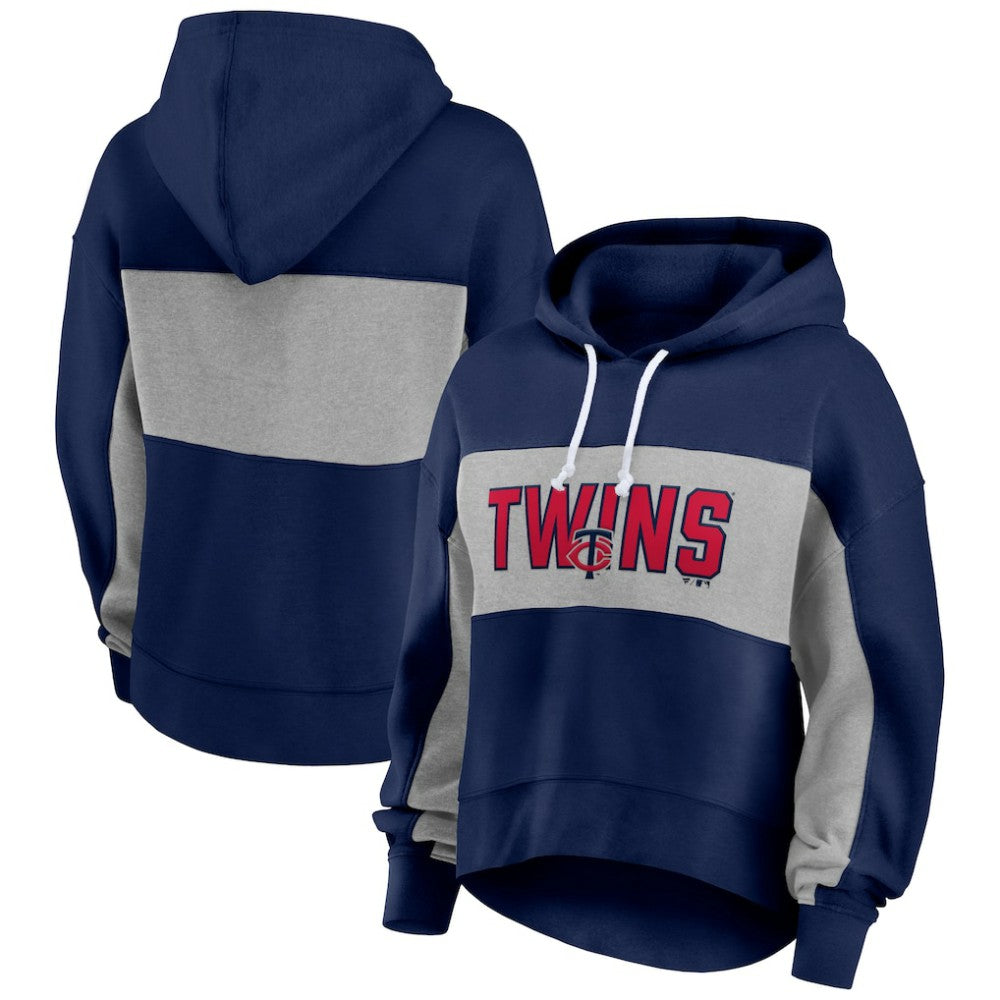 Minnesota Twins Fanatics Women's Filled Stat Sheet Pullover Hoodie - Navy - Fanatics on Sale