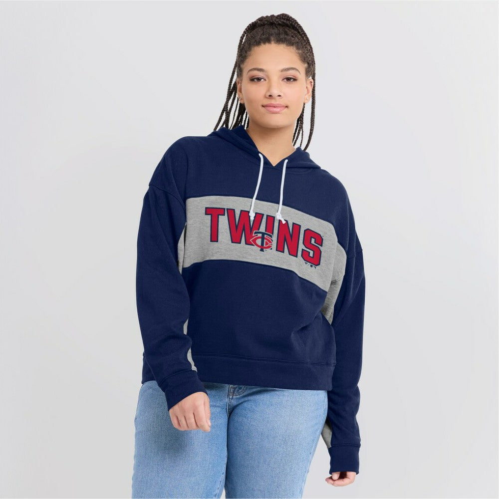 Minnesota Twins Fanatics Women's Filled Stat Sheet Pullover Hoodie - Navy - Fanatics on Sale