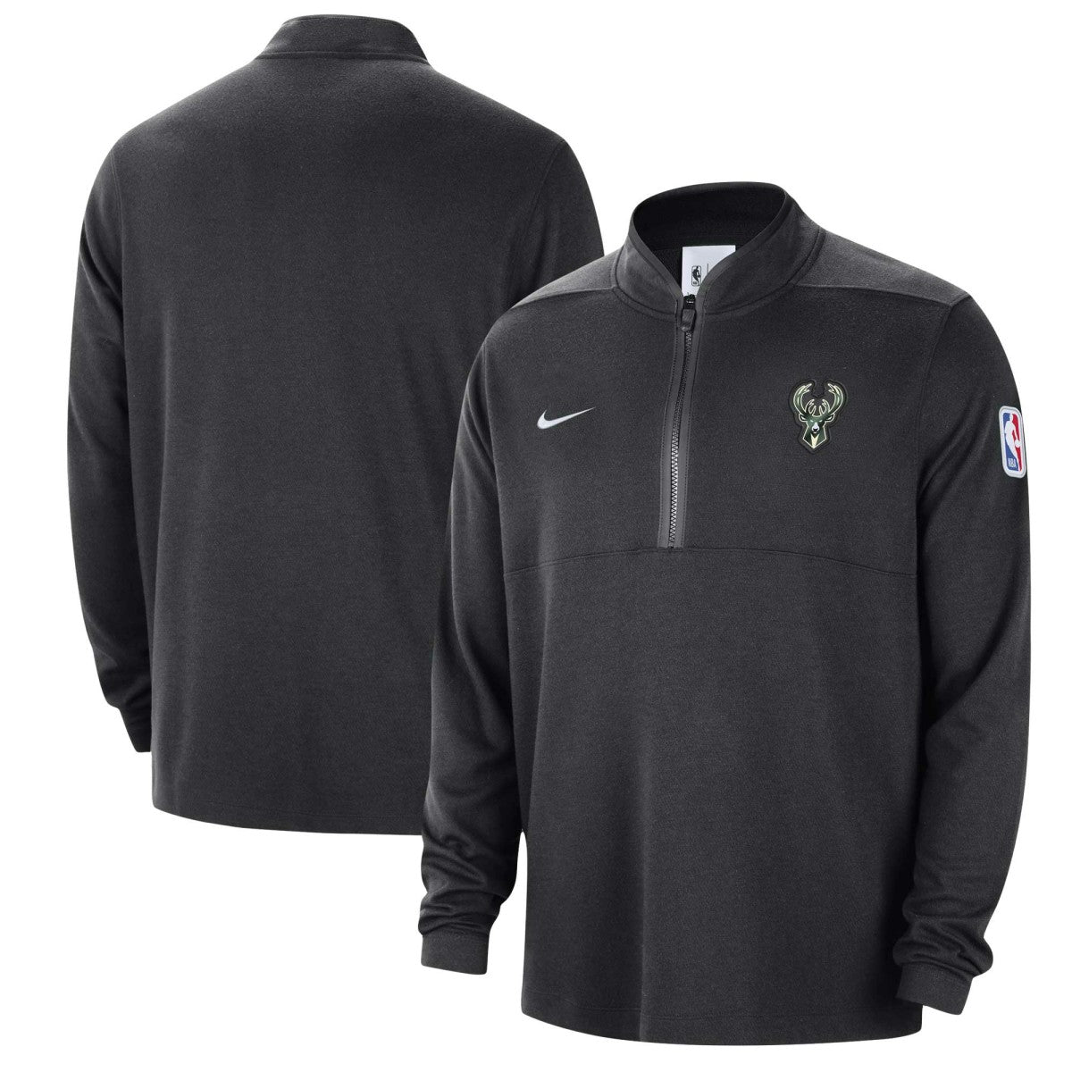 Milwaukee Bucks Authentic Performance Half-Zip Jacket Black | Nike for sale