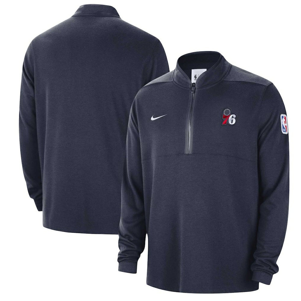 Philadelphia 76ers Authentic Performance Half-Zip Jacket Navy | Nike outlet