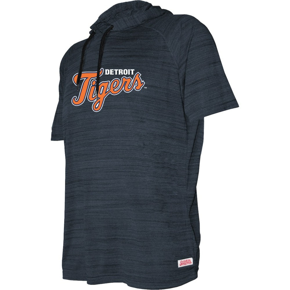 Detroit Tigers Stitches Youth Raglan Short Sleeve Pullover Hoodie - Heather Navy - MLB Discount