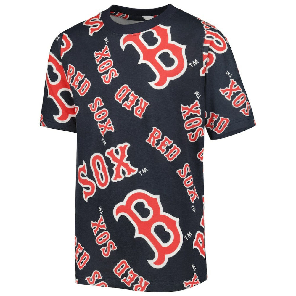 Boston Red Sox Stitches Youth Allover Team T-Shirt - Navy - MLB Discount