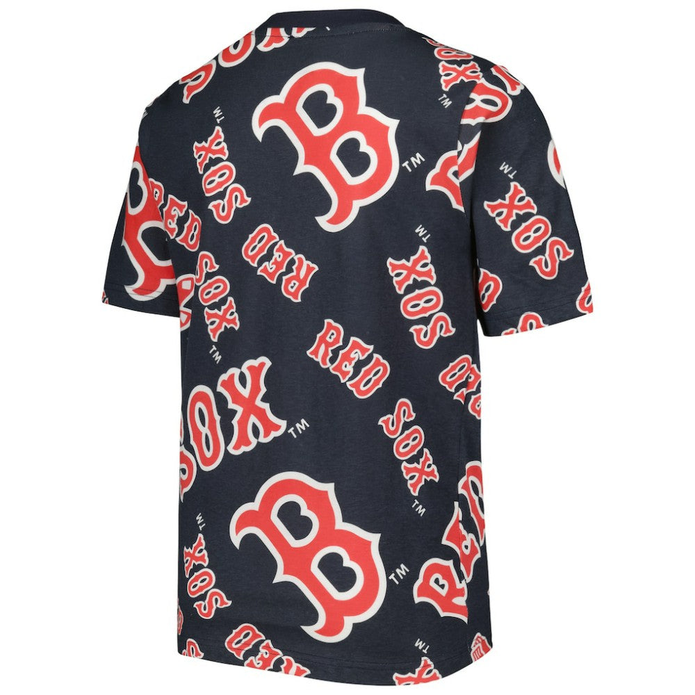 Boston Red Sox Stitches Youth Allover Team T-Shirt - Navy - MLB Discount