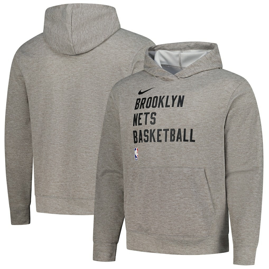 Brooklyn Nets Unisex 2023/24 Performance Spotlight On-Court Practice Pullover Hoodie Heather Gray | Nike US