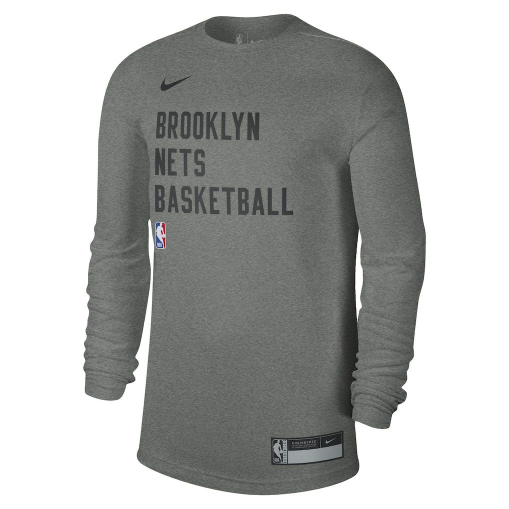 Brooklyn Nets Unisex 2023/24 Legend On-Court Practice Long Sleeve T-Shirt Heather Gray | Nike Lifestyle