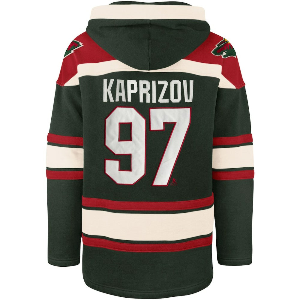 Kirill Kaprizov Minnesota Wild '47 Player Name & Number Lacer Pullover Hoodie - Green - NHL 5266615