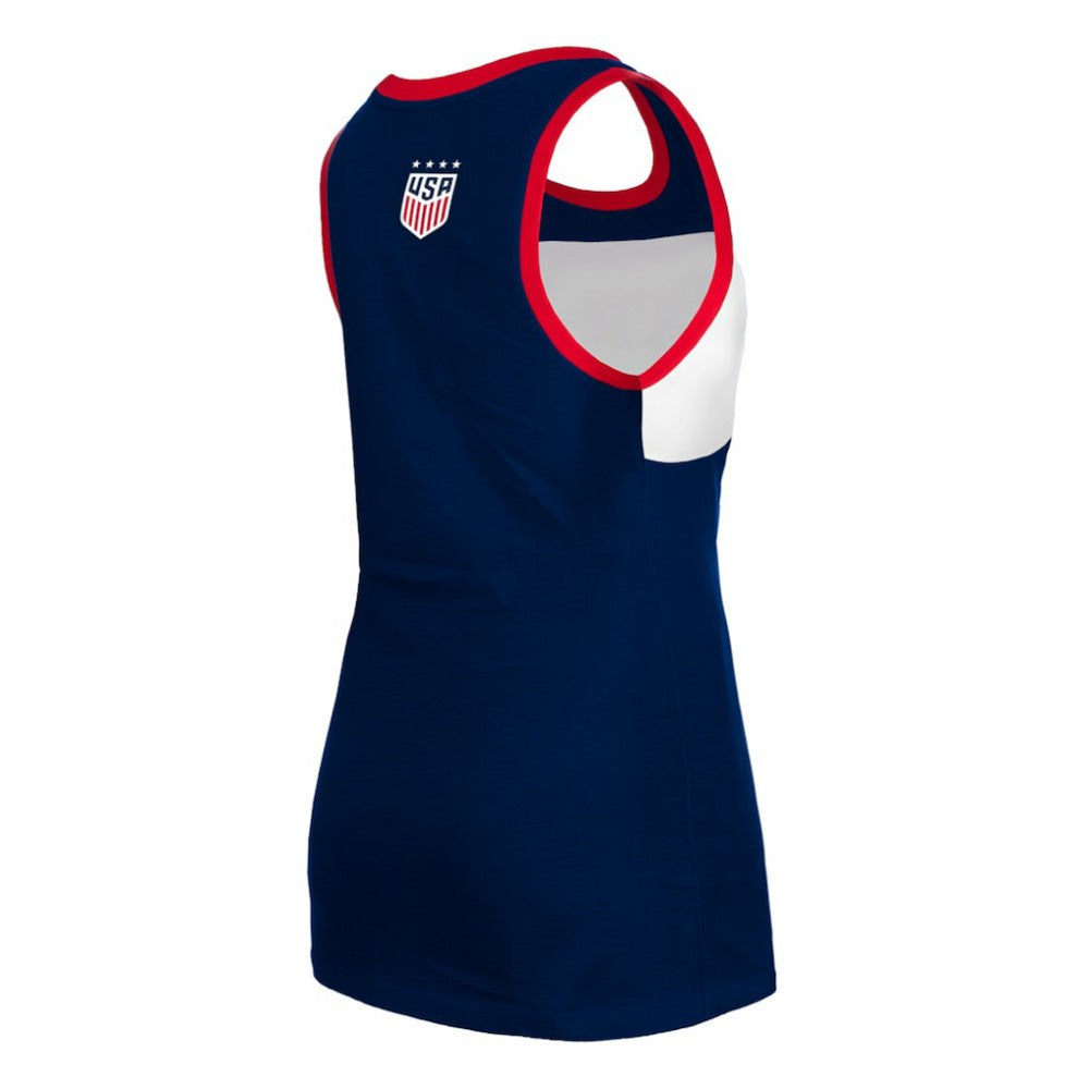 USWNT 5th & Ocean by New Era Women's Throwback Jersey Racer Tank Top Navy - New Era for sale
