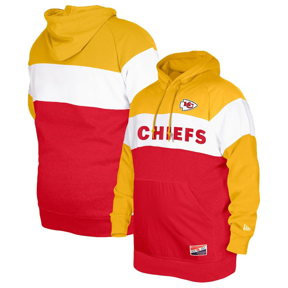 Kansas City Chiefs New Era Big & Tall Current Colorblock Pullover Hoodie Red