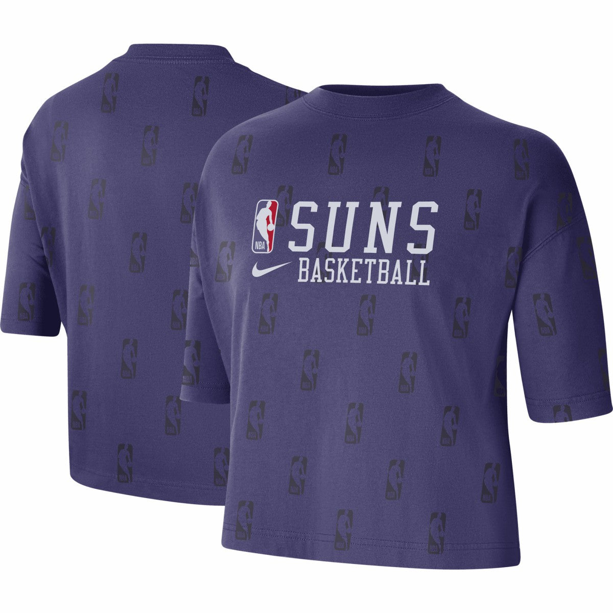 Phoenix Suns Women's Allover NBA Logo Boxy T-Shirt Purple | Nike outlet