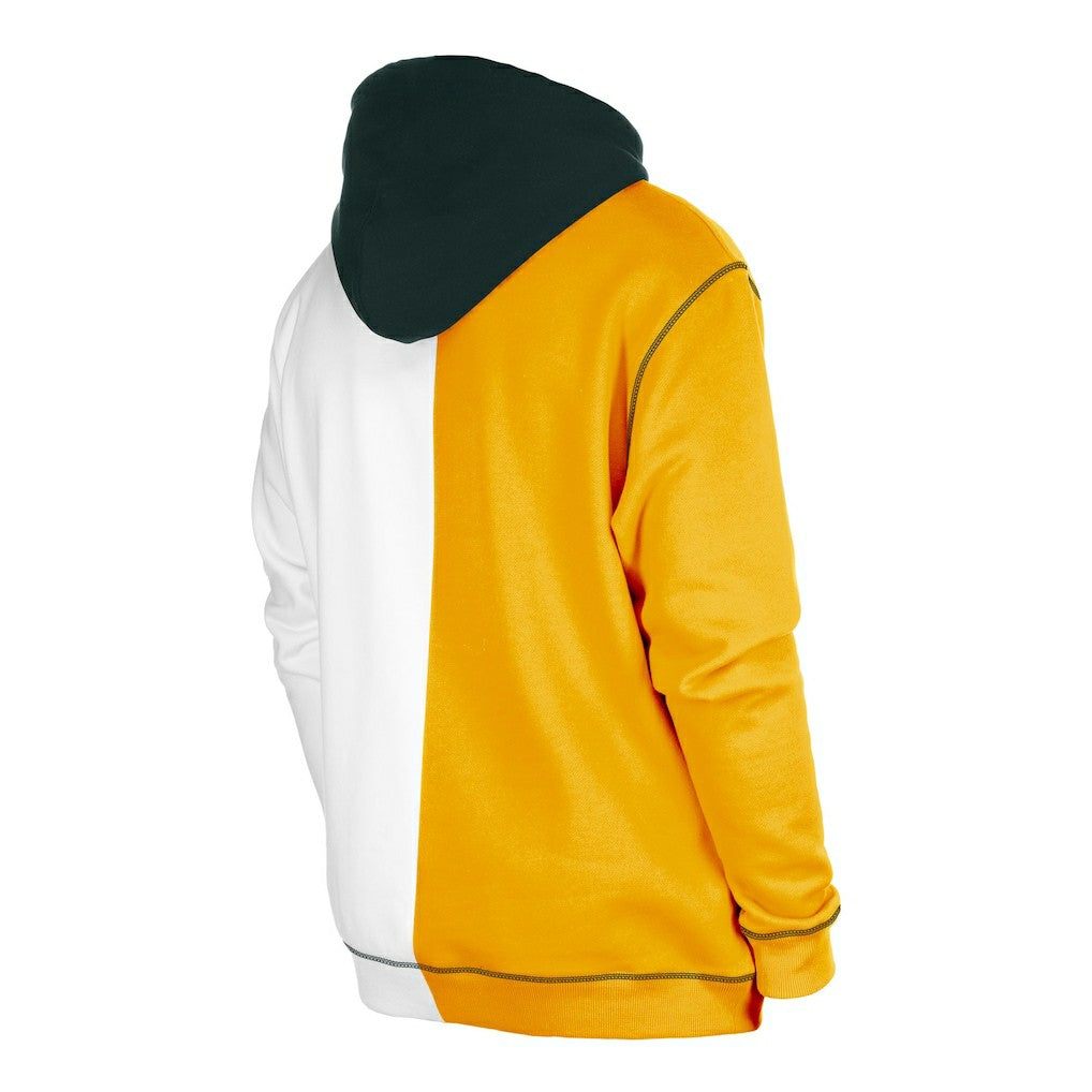 Green Bay Packers New Era Third Down Split Raglan Pullover Hoodie Gold/White