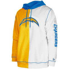 Los Angeles Chargers New Era Third Down Split Raglan Pullover Hoodie Gold/White