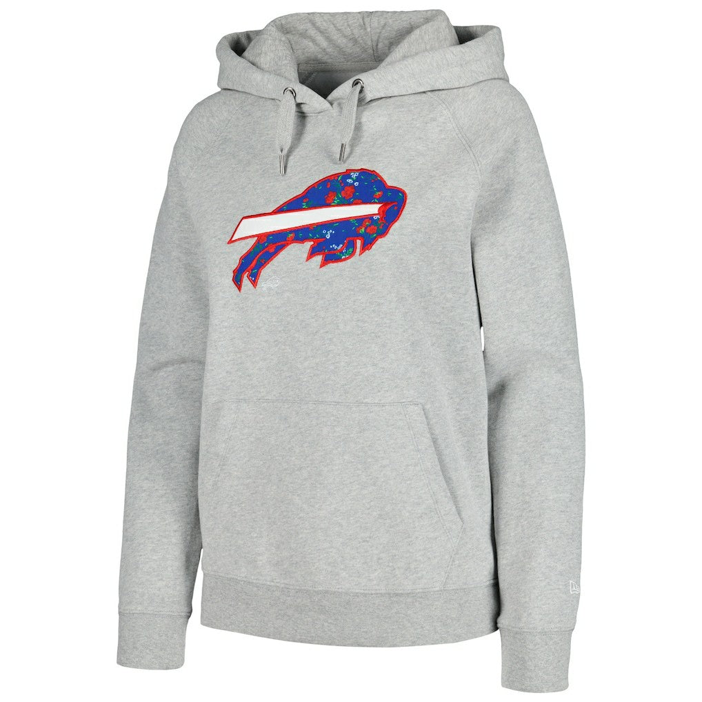 Buffalo Bills New Era Women's Floral Raglan Pullover Hoodie Gray