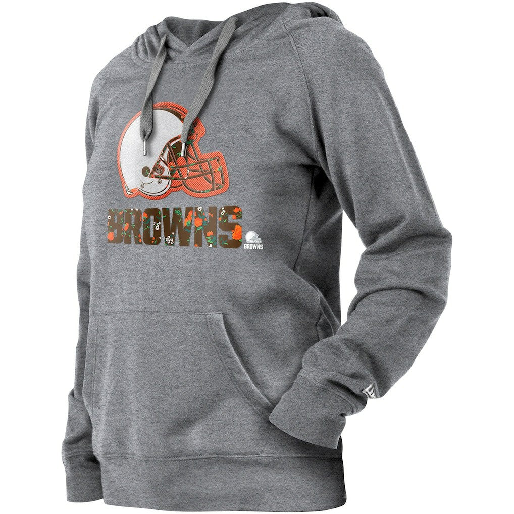Cleveland Browns New Era Women's Floral Raglan Pullover Hoodie Gray