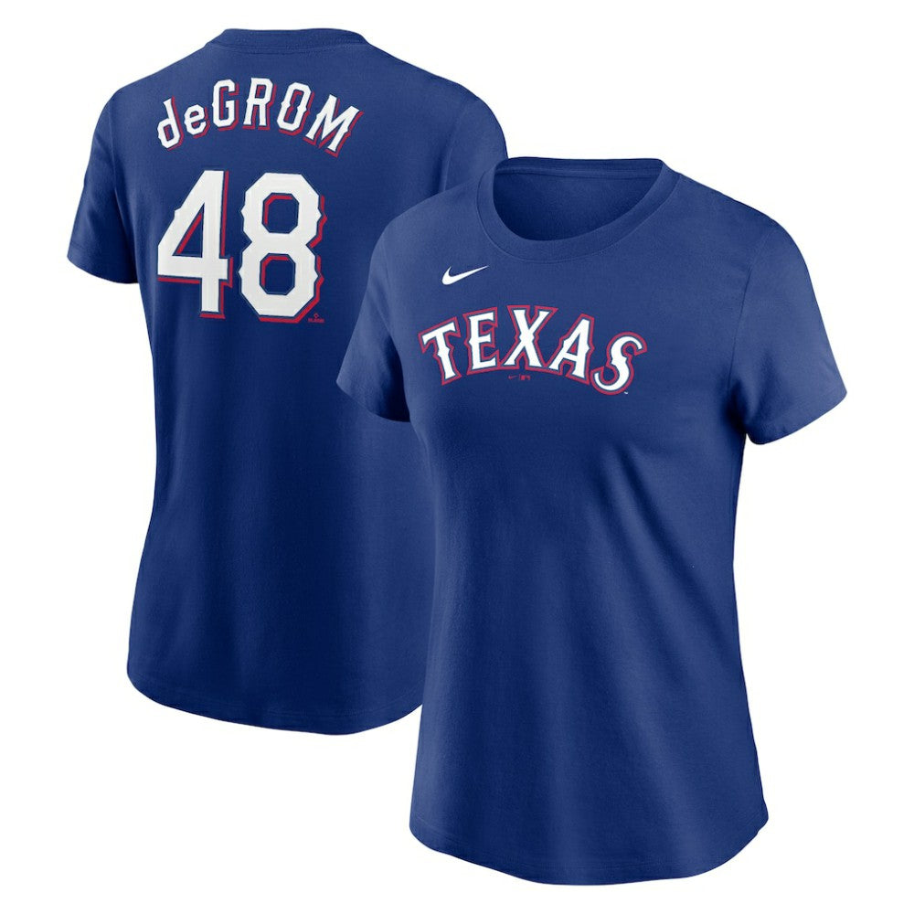 Jacob deGrom Texas Rangers Nike Women's 2023 Name & Number T-Shirt - Royal - Nike Online