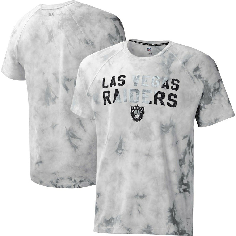 Las Vegas Raiders MSX by Michael Strahan Resolution Tie-Dye Raglan T-Shirt Gray