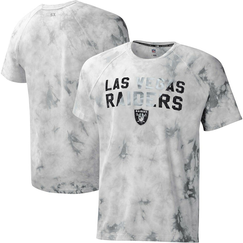 Las Vegas Raiders MSX by Michael Strahan Resolution Tie-Dye Raglan T-Shirt Gray