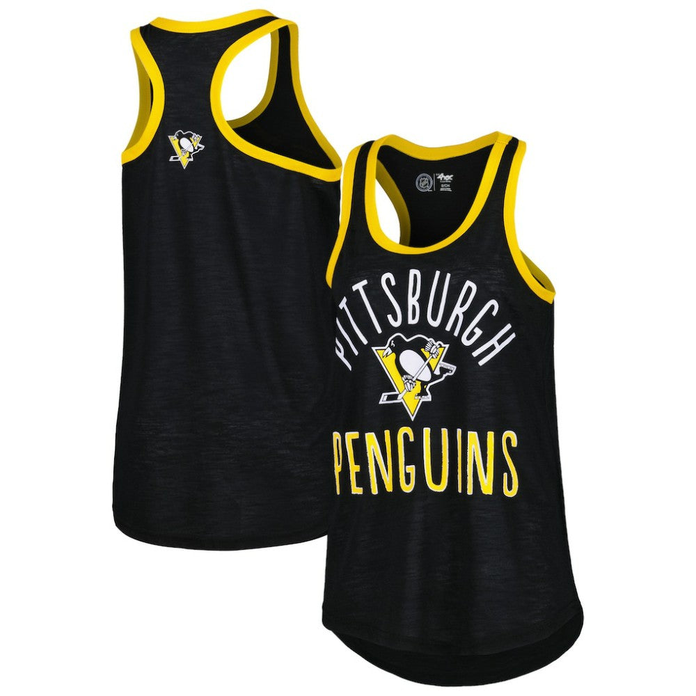 Pittsburgh Penguins G-III 4Her by Carl Banks Women's First Base Racerback Scoop Neck Tank Top - Black - NHL 5271919