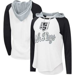 Los Angeles Kings G-III 4Her by Carl Banks Women's MVP Raglan Lightweight Hooded T-Shirt - White/Black - NHL 5271965